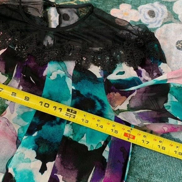 NWT Anthropologie Floral Flutter Sleeve Dress - SZ XXS - Black/Purple - $170 - Picture 9 of 10